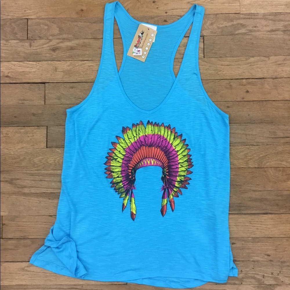 Indian Headdress Turquoise Tank Top